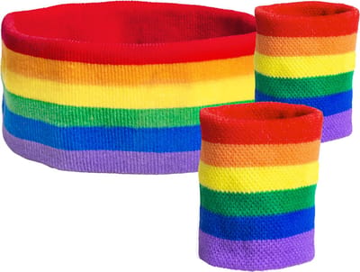 Boland Zweetbandjes set van 3 stuks - regenboog kleuren - Hoofdband en polsbandjes - Pride