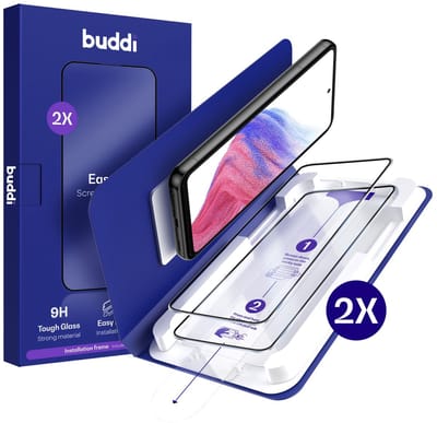 2-Pack Screenprotector Geschikt voor Samsung Galaxy A54 - Buddi Easy Fit Tempered Glass met Installatietray - 9H+ Gehard Glas - Case Friendly Glasplaatje - Eenvoudige montage
