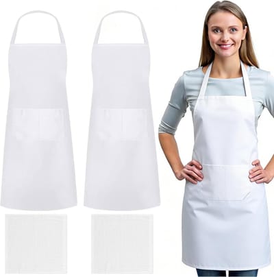 Schorten met zakken, keuken koken slabbetje schort, wit unisex barbecue keukenschort, keukenschorten voor restaurant bakkerij
