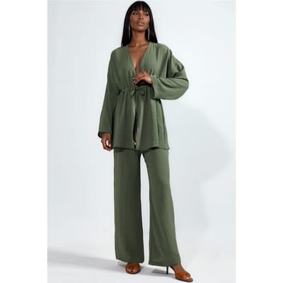 Twee-delige Wijde Pantalon Kimono Set