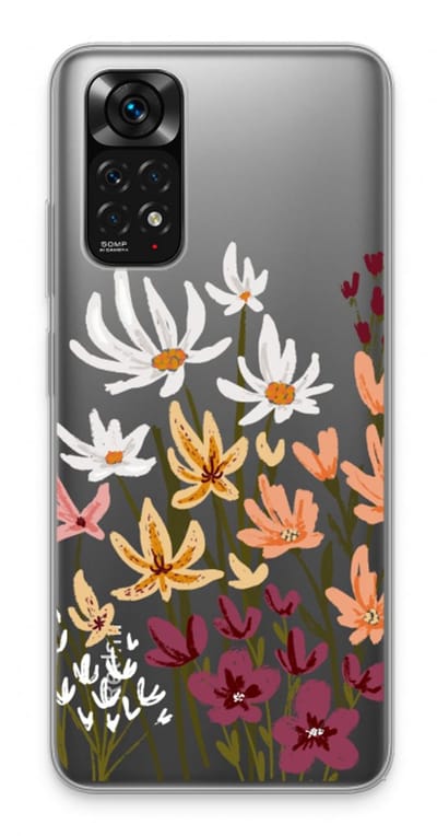 Case Company® - Hoesje geschikt voor Xiaomi Redmi Note 11 hoesje - Painted wildflowers - Soft Cover Telefoonhoesje - Bescherming aan alle Kanten en Schermrand