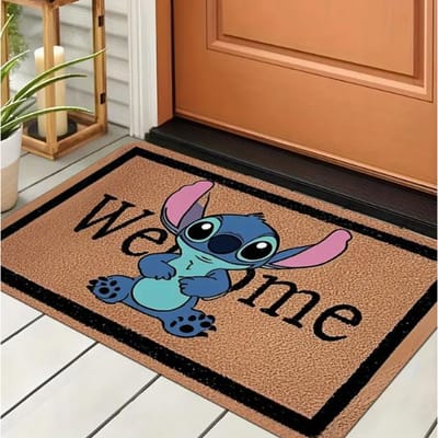 1 stuks Stitch The Movie Welkom Deurmat Antislip Levendig Bloemendesign Machinewasbaar Gemakkelijk Schoon Te Maken Huisdecoratie Kinderkleed 30X50CM