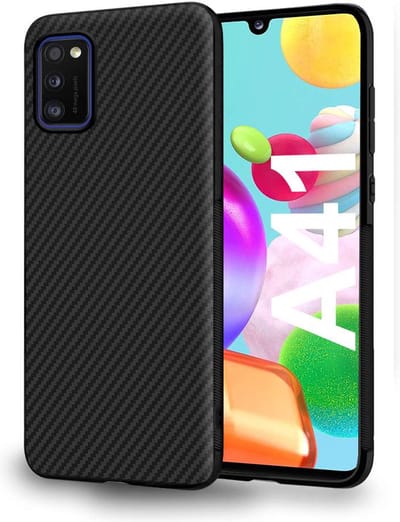 ebestStar - Hoes geschikt voor Samsung Galaxy A41, Hoogwaardig Zacht TPU Bescherming, Koolstof Design Hoesje, Zwart