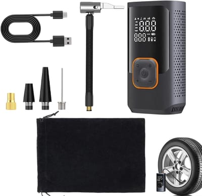 Draagbare Autoband Pomp - Luchtcompressor Auto - Banden Oppompen - Automatische Uitschakelfunctie - 155 x 8 x 6 cm - Zwart