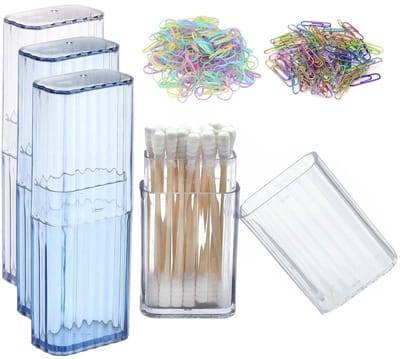 Dailygoods- Wattenstaafjeshouder - Opbergdoosjes met deksel - Opbergdoos - Reiskoffer - Transparant - Voor badkamer en cosmetica
