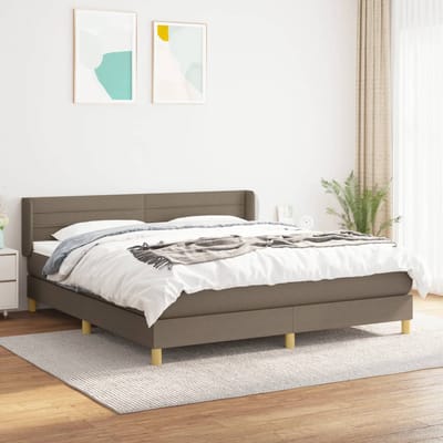 vidaXL - Boxspring - met - matras - stof - taupe - 160x200 - cm