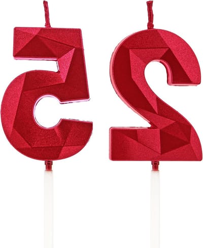 Nummer Kaarsen - Verjaardag Kaarsen - Taart Decoratie - Metaal Stijl Design - 11.5cm - Rood