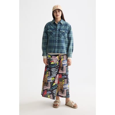 Scotch & Soda Washed Denim Checked Loose Overshirt Indigo Check Taglia: 36 | Maglie a manica lunga Outlet | Donna | Blu