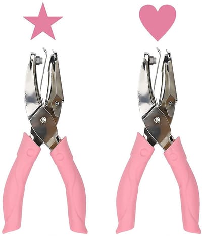 2 stuks metalen gatklemmen, papieren perforatortang, één gat perforator tang, perforator tang met handvat, 2 stansvormen, voor het maken van kaarten, notitieboek, scrapbooking, knutselen