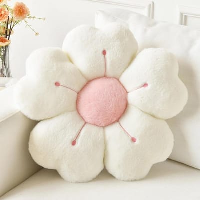 Bloemvormig pluche sierkussen - comfortabel en schattig decoratief kussen voor matras en bank, stoelkussen of vloerkussen beige
