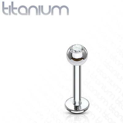 Piercing titanium wit steentje extern schroefdraad 1.2x10x3 - zilver - LMPiercings
