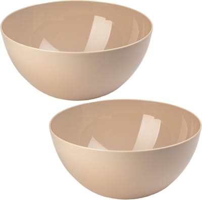 Plasticforte Serveerschaal/saladeschaal - 2x stuks - D28 x H14 cm - kunststof - beige