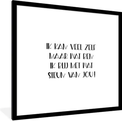 Fotolijst incl. Poster - Get well soon - Spreuken - Wit - Steun - 40x40 cm - Posterlijst