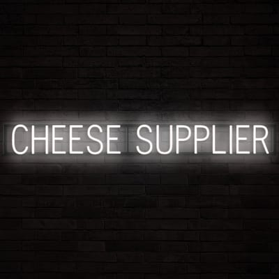 CHEESE SUPPLIER - Lichtreclame Neon LED bord verlicht | SpellBrite | 128,34 x 16 cm | 6 Dimstanden & 8 Lichtanimaties | Reclamebord neon verlichting