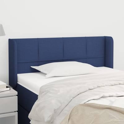 vidaXL - Hoofdbord - met - randen - 83x16x78/88 - cm - stof - blauw