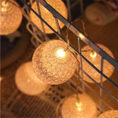 Katoenen Bal Lichtsnoer - Fairy Lights Decoratie - Sfeerverlichting Creëren - Handgemaakt van Katoendraad - 3 meter 20 LED