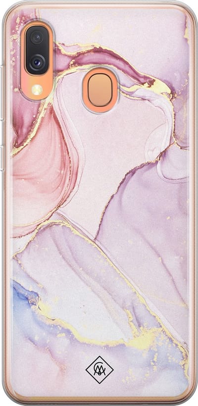 Casimoda® hoesje - Geschikt voor Samsung A40 - Marmer roze paars - Backcover - Siliconen/TPU - Paars