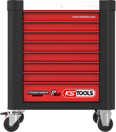 KS TOOLS PERFORMANCEplus P10 ZWART/ROOD Werkplaatswagen met 8 laden - 873.0008