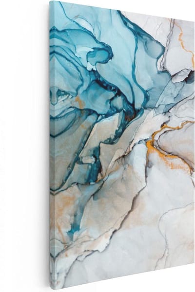 Artaza Canvas Schilderij Marmer Abstract - 20x30 cm - Klein - Wanddecoratie Woonkamer - Muurdecoratie Goud - Kamer Accessoires