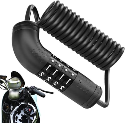 Helm Slot - Combinatie Slot - Veiligheid Onderweg - 4-Cijferige Code - 1.2 Meter - Zwart
