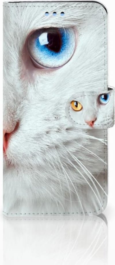 Samsung Galaxy S9 Telefoonhoesje met Pasjes Witte Kat