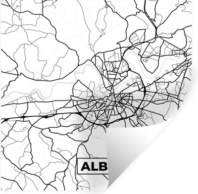 Muurstickers - Sticker Folie - Plattegrond - Albi - Kaart - Frankrijk - Stadskaart - Zwart wit - 100x100 cm - Plakfolie - Muurstickers Kinderkamer - Zelfklevend Behang XXL - Zelfklevend behangpapier - Stickerfolie