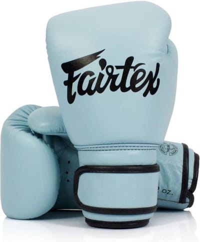 Fairtex BGV20 Genuine Leather Bokshandschoenen - echt leer - Pastel Blauw 14 oz