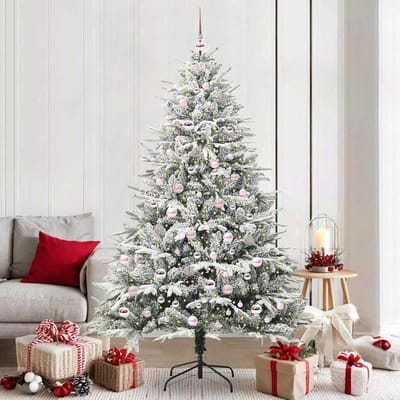 vidaXL - Kunstmatige - Voorverlichte - Kerstboom - met - Ballenset - Groen - 210 - cm