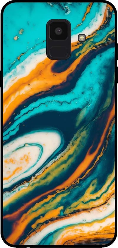 Smartphonica Telefoonhoesje voor Samsung Galaxy A6 2018 marmer look - backcover marmer hoesje - Groen geschikt voor Samsung Galaxy A6 2018