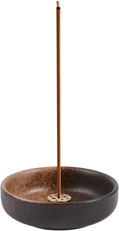 Keramische wierookbrander 9x3cm met messing standaard, ideaal voor meditatie, yoga en huisdecoratie, geschikt voor wierookstokjes en aromatherapie