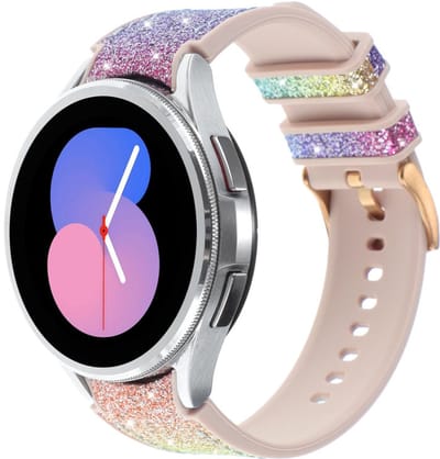 Siliconen bandje - geschikt voor Samsung Galaxy Watch 7 (40 & 44mm) / Watch 6 (Classic) / Watch 5 (Pro) / Watch 4 (Classic) / Watch FE - glitter met gespsluiting - regenboog