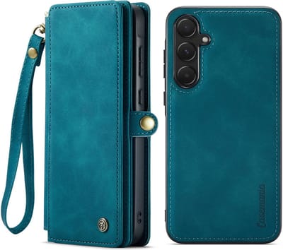 CaseMania Bookcase hoesje geschikt voor Samsung Galaxy A55 - Effen Groen - Kunstleer - Portemonnee met 10 Vakjes voor Pasjes, Cash & Ritsvakje