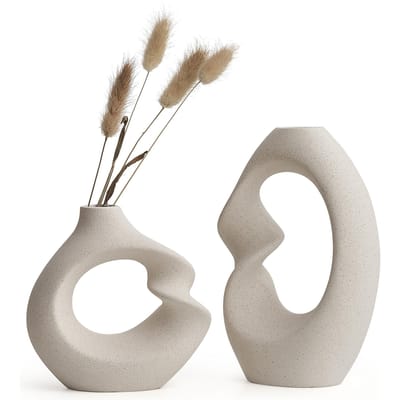 2 pièces Vase à Fleurs Style Scandinave Décoration Intérieure Nordique INS Contenant Fleurs Sèches Ornements de Table Basse Vase Irrégulier Haut de Gamme gray