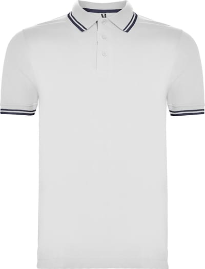 Heren polo 'Montreal' merk Roly maat M Wit/Donkerblauw