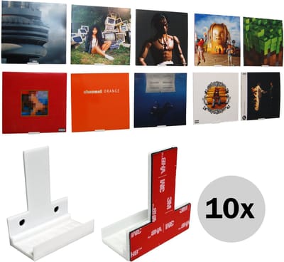 Nillie LP houder aan de muur - 10 stuks - Wit - Plakkende LP houder - CD houder - Fotolijstplank - LP opbergsysteem - Eenvoudige installatie