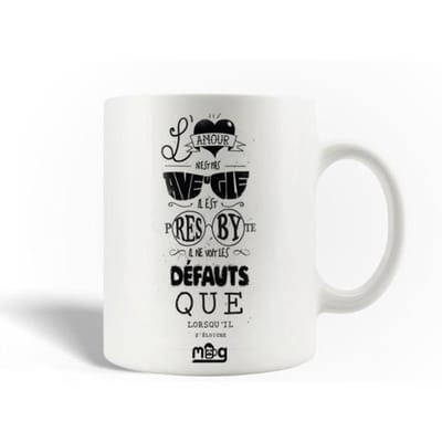 Mug en Céramique Citation L'amour Lunettes Noires