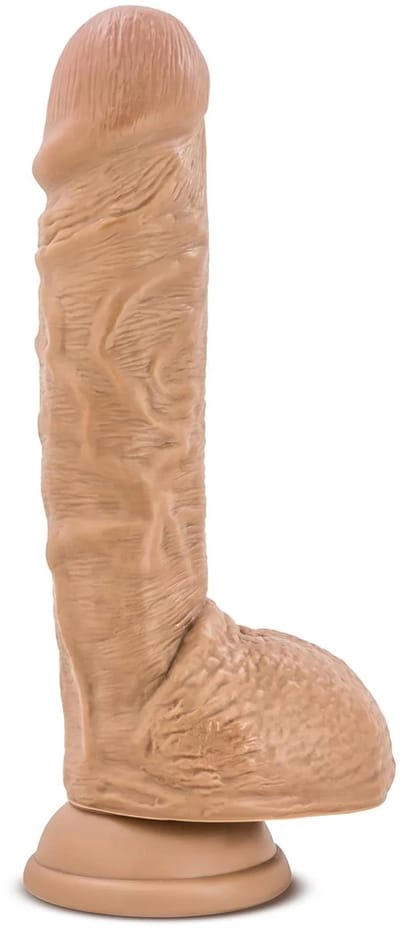 Blush Au Naturel Big Billy 23cm beweegbare dildo met dubbele dichtheid, ballen en zuignap, beige