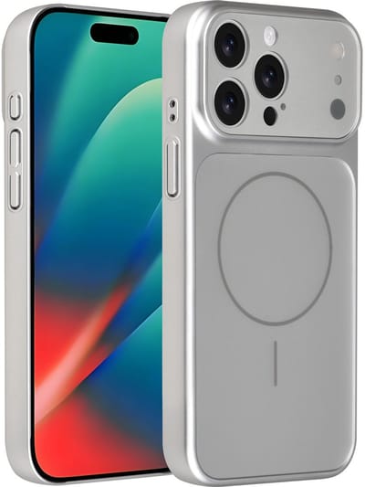 AG Matte Glass iPhone 15 Pro Max Backcover hoesje - Magsafe full protection cover - Zilver