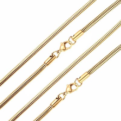 Fako Bijoux® - Ketting - Slang Schakel - Snake Chain - RVS - Stainless Steel - 2mm - 60cm - Goudkleurig