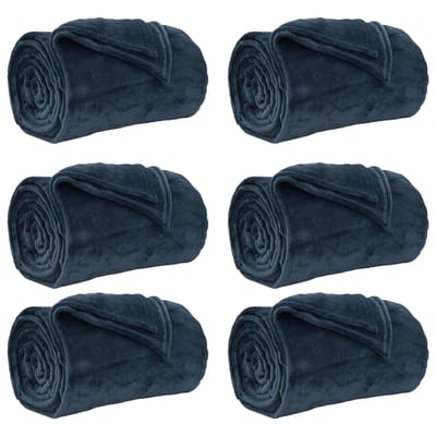 vidaXL - Dekentjes - 6 - st - Marineblauw - 220 - x - 240 - cm - 8.24 - kg - Fleece