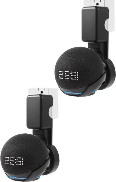 Houder voor Echo Pop, Wandmontage met Kabelbeheer, Geen Schroeven Nodig, Accessoire Rack voor Luidspreker, Set van 2, Zwart, Praktisch en Stijlvol