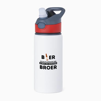 Hacebo® - bier, nu ik je aandacht heb je bent een geweldige broer waterfles met rietje rood - de beste broer - verjaardagscadeau - verjaardag - cadeau - cadeautje voor broer - broer artikelen - kado - geschenk - gift - water fles - 650ML