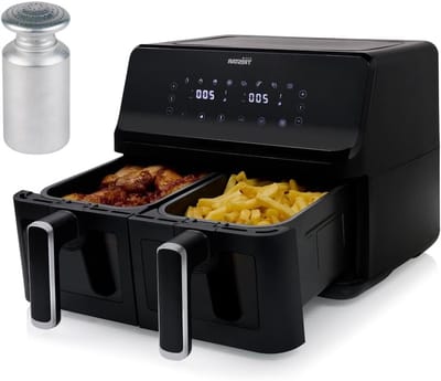 Digitale Heteluchtfriteuse - Dubbele Mand Airfryer - Gezond Koken - Dubbele Manden - 8 Liter - Zwart