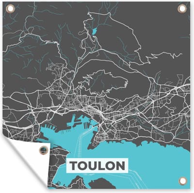 Tuin poster Toulon - Plattegrond - Kaart - Stadskaart - Frankrijk - 200x200 cm - Tuindoek