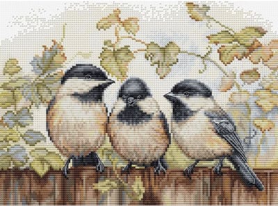 Borduurpakket Luca-S - Chickadees on the fench - Musjes op het Hek - BU5066