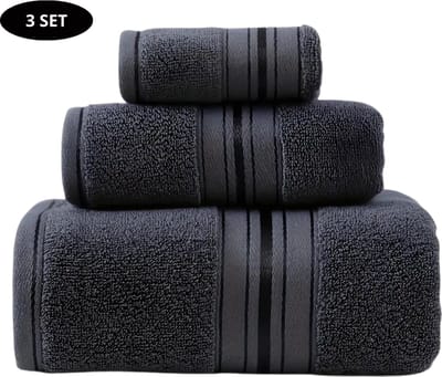 Livano Handdoeken Set - Hotelkwaliteit - Handdoek - Towel - Donker Grijs - 3 Stuks