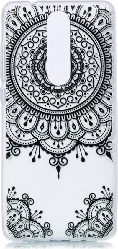 Shop4 - Nokia 5.1 (2018) Hoesje - Zachte Back Case Mandala Zwart
