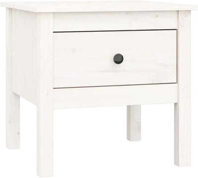 Bijzettafel - Eindtafel Koffietafel - Spullen Opbergen - Massief Grenenhout - 50x50x49 cm - Wit