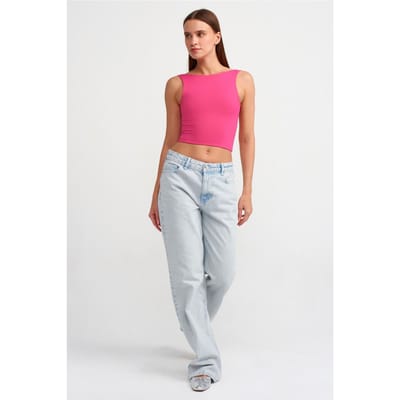 Dames Mouwloze Cut-Out Crop Blouse