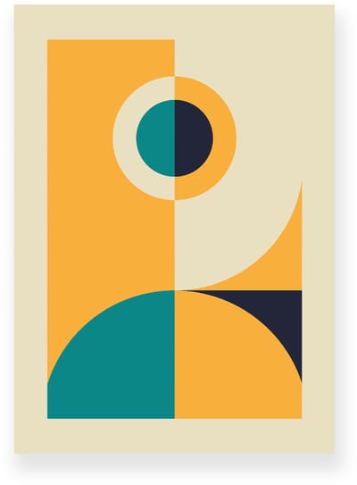 Poster 20x30 cm - Abstract Design - Beige - Oranje - Petrol - Abstract - Vintage - Muurdecoratie - Wanddecoratie